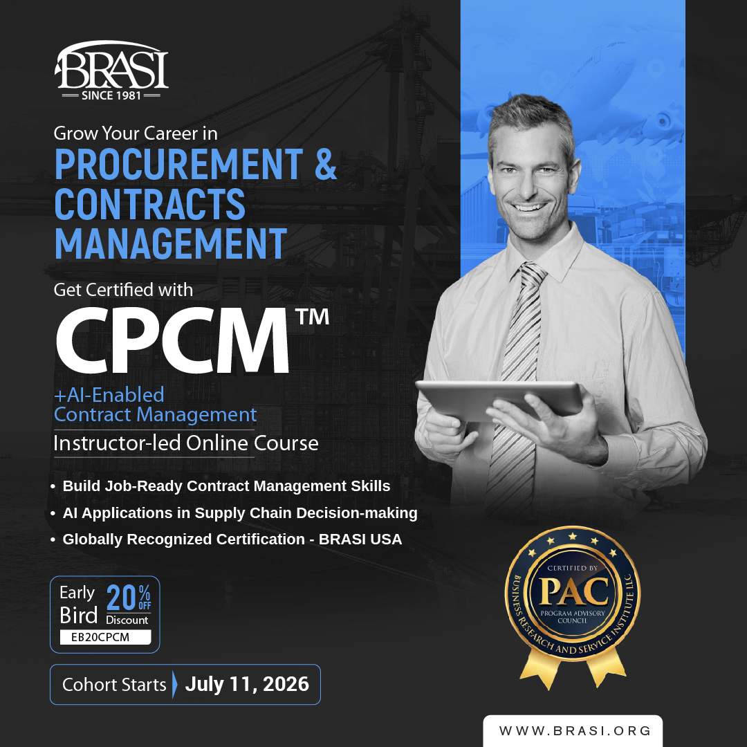 BRASI Empowering Education Facebook ad: Get Certified in AI-Enabled Contract Management