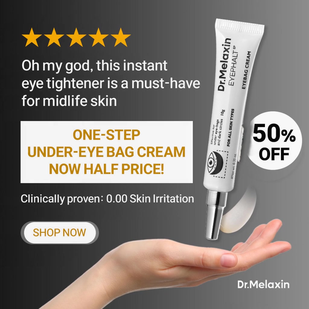 Dr.Melaxin UK Facebook ad: Eyephalt 50% OFF, £58.59 → £29.30
