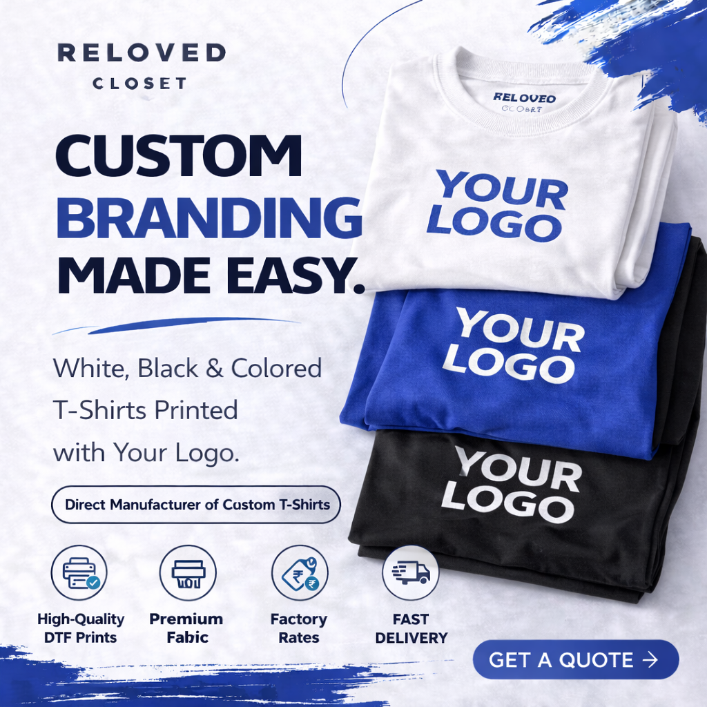 Reloved closet Facebook ad: Looking for high-quality custom branded apparel at direct…
