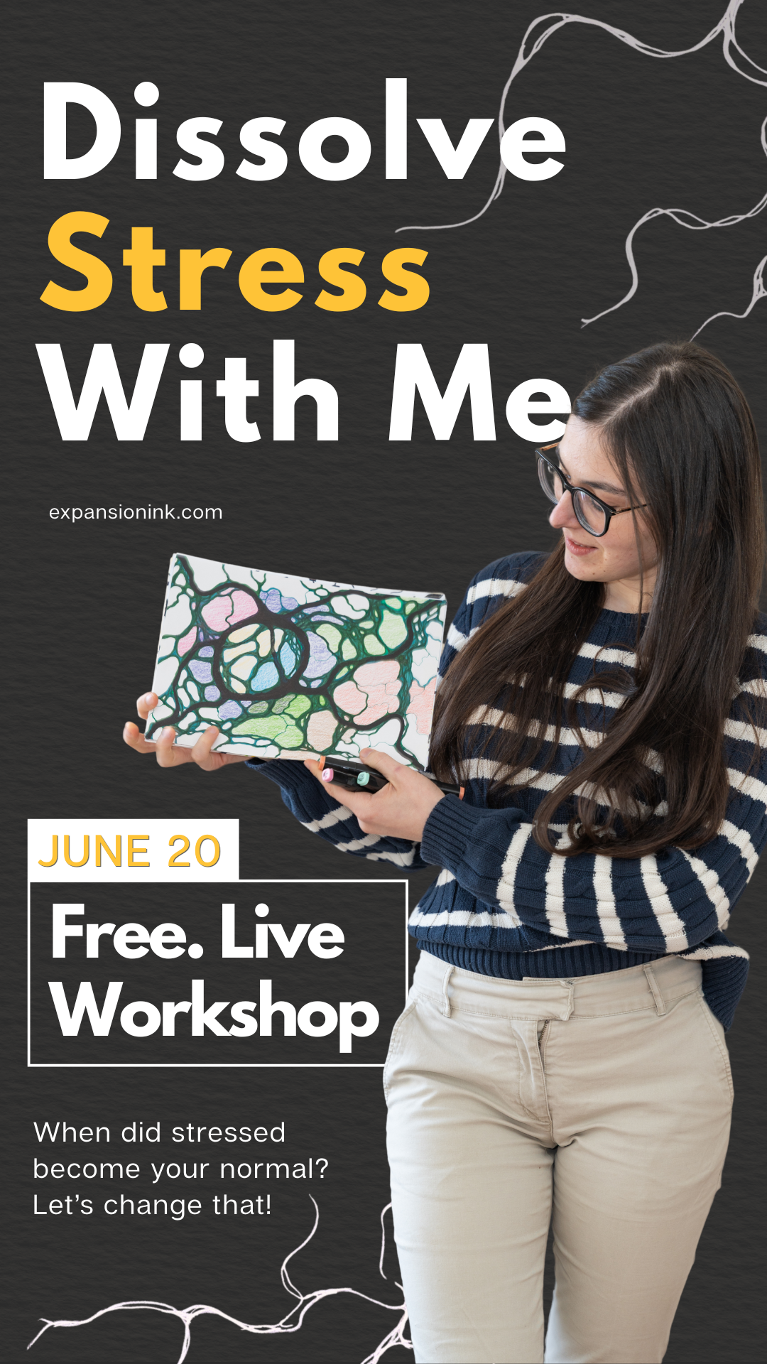 ExpansionInk - Inner Transformations with Ana Jomir Facebook ad: free live WORKSHOP: DISSOLVE YOUR STRESS in 2 Hours