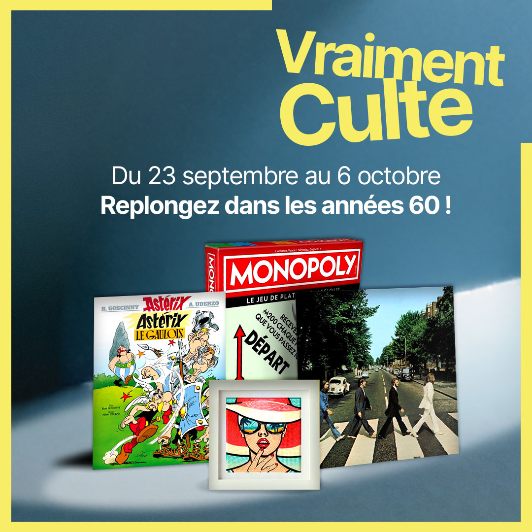 Cultura Facebook ad: Replongez dans les années 1960