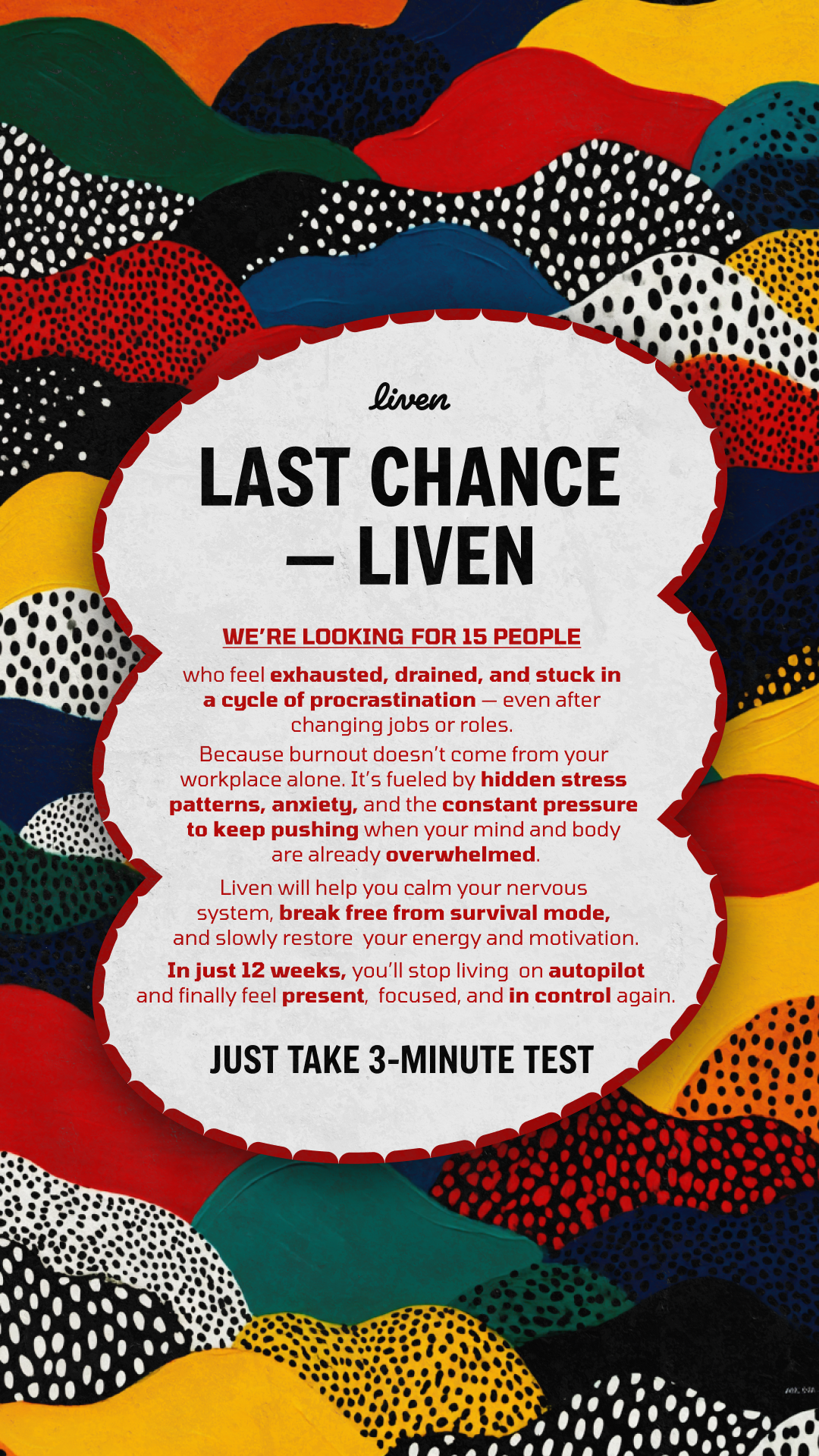 Liven: Communauté d'Éveil de Soi Facebook ad: Easy to Follow Anti-Burnout Plan