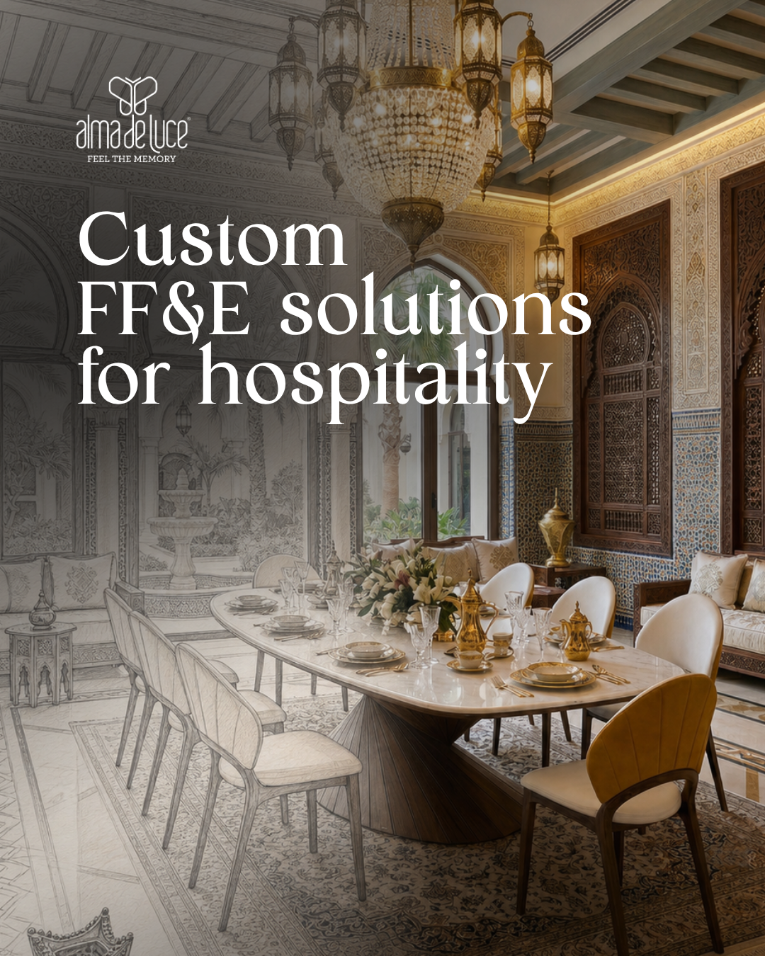 ALMA de LUCE Facebook ad: We produce the pieces your project needs