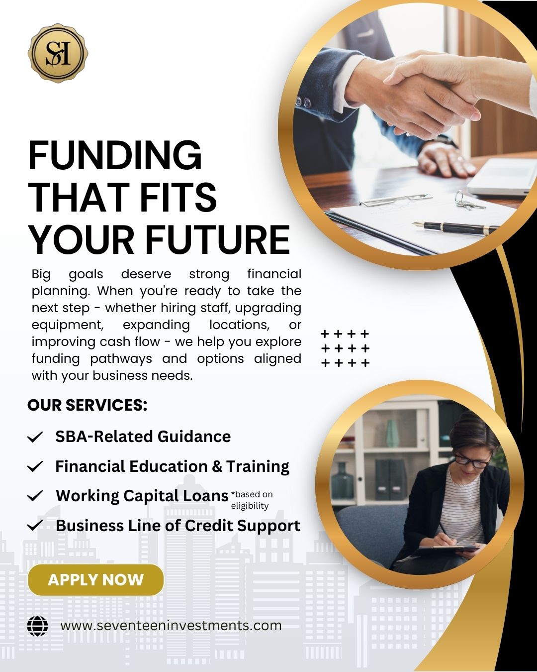 Seventeen Investments Facebook ad: Flexible funding options