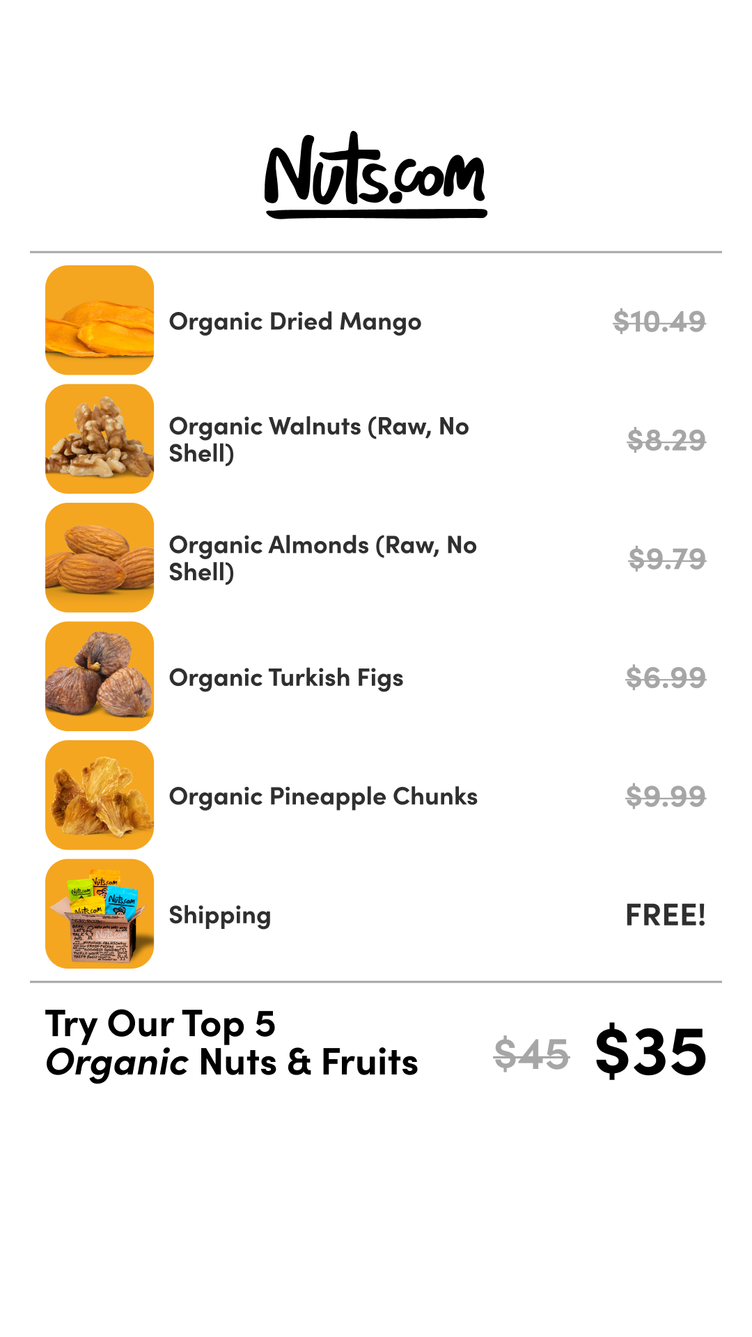 Nuts.com Facebook ad