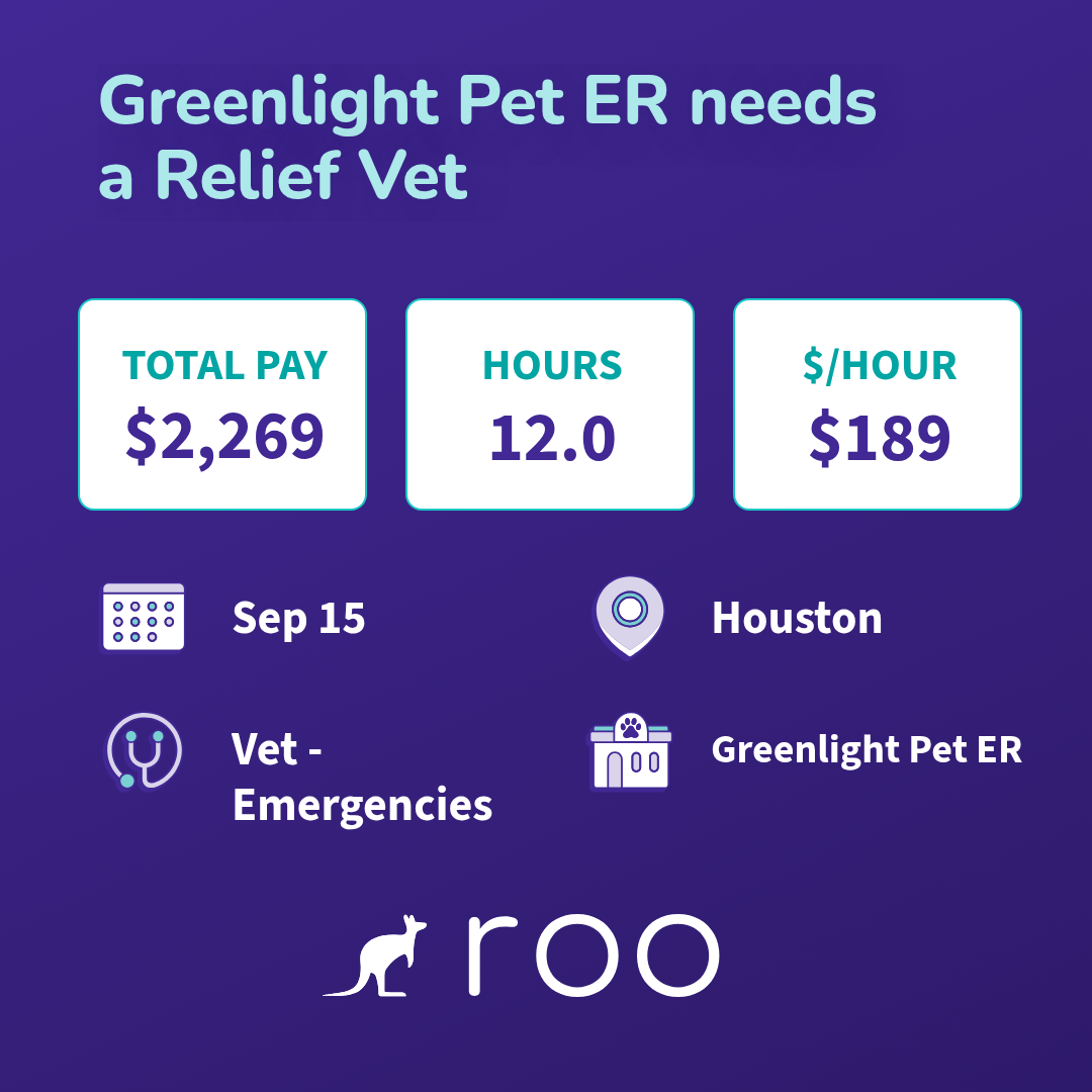 Roo Facebook ad: 2 open vet shifts near Houston on Tuesday…