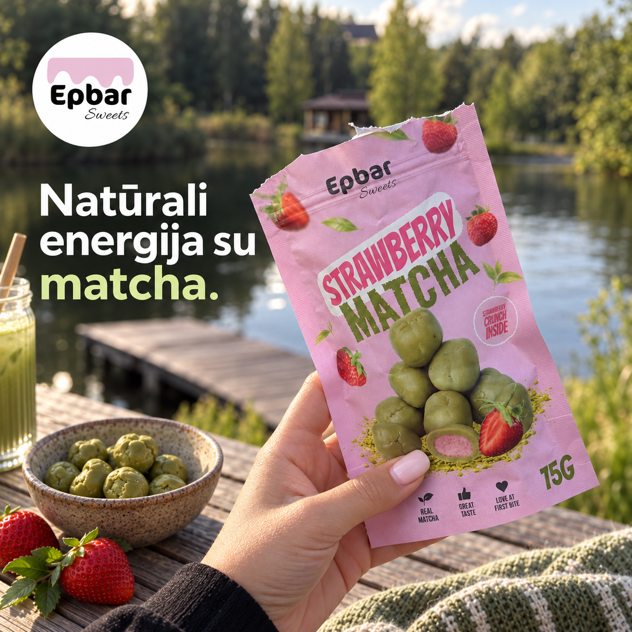EPBAR Facebook ad: Matcha energija viename kąsnyje