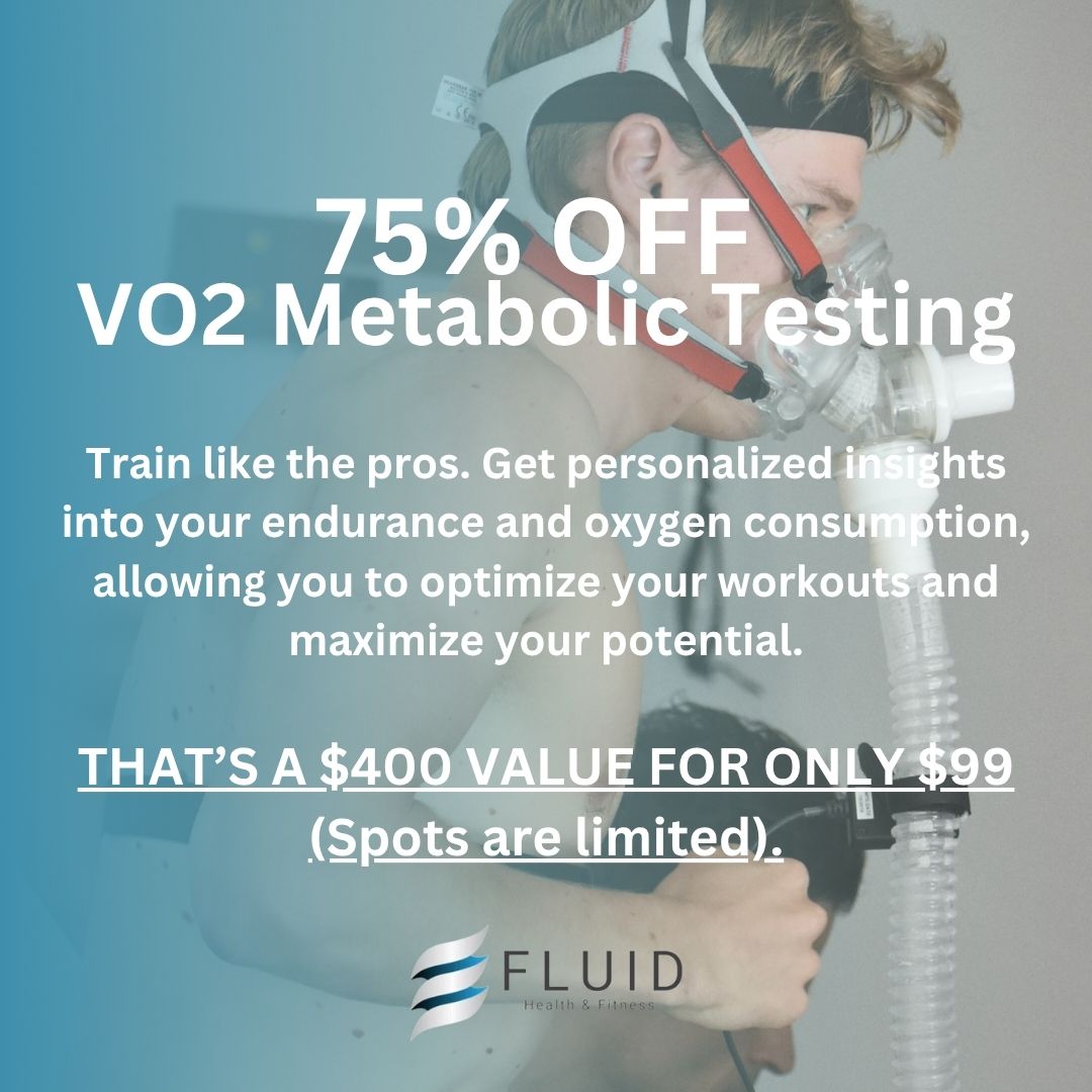 Fluid Health and Fitness Sports Medicine Center Facebook ad: 75% OFF VO2 Testing