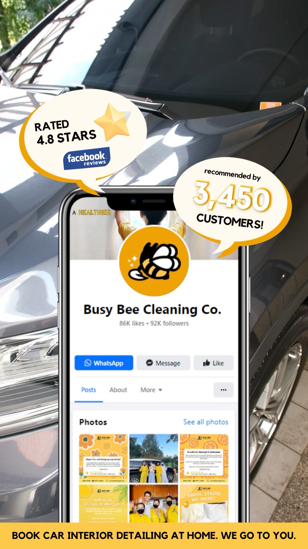 Busy Bee Cleaning Co - South Luzon Facebook ad: The dirt in your car thought it only…