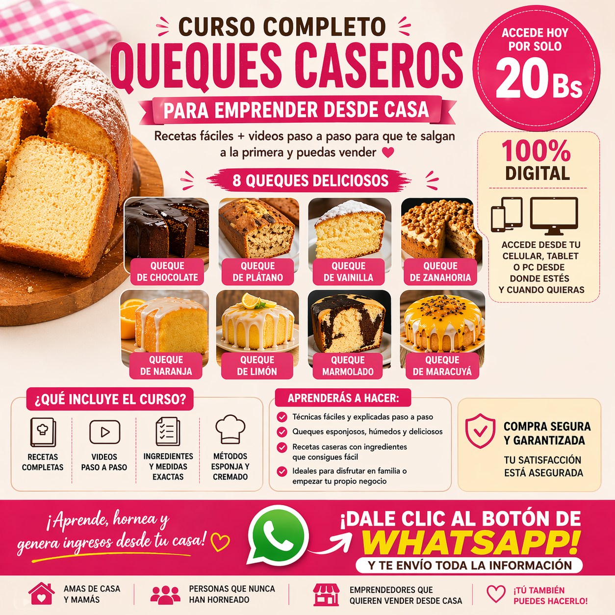 Dulce tentación Facebook ad: ¿Te gustaría hacer queques caseros esponjosos… y hasta…
