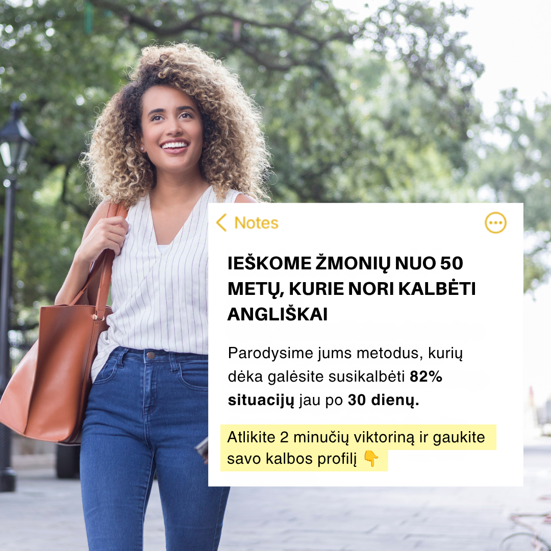 LingoPass Facebook ad: Anglų kalba suaugusiems per 30 dienų