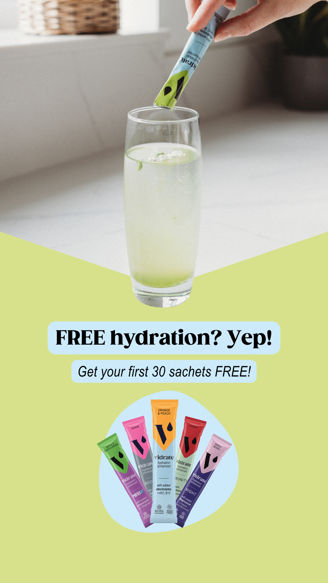 Vidrate Facebook ad: Your easy hydration hack