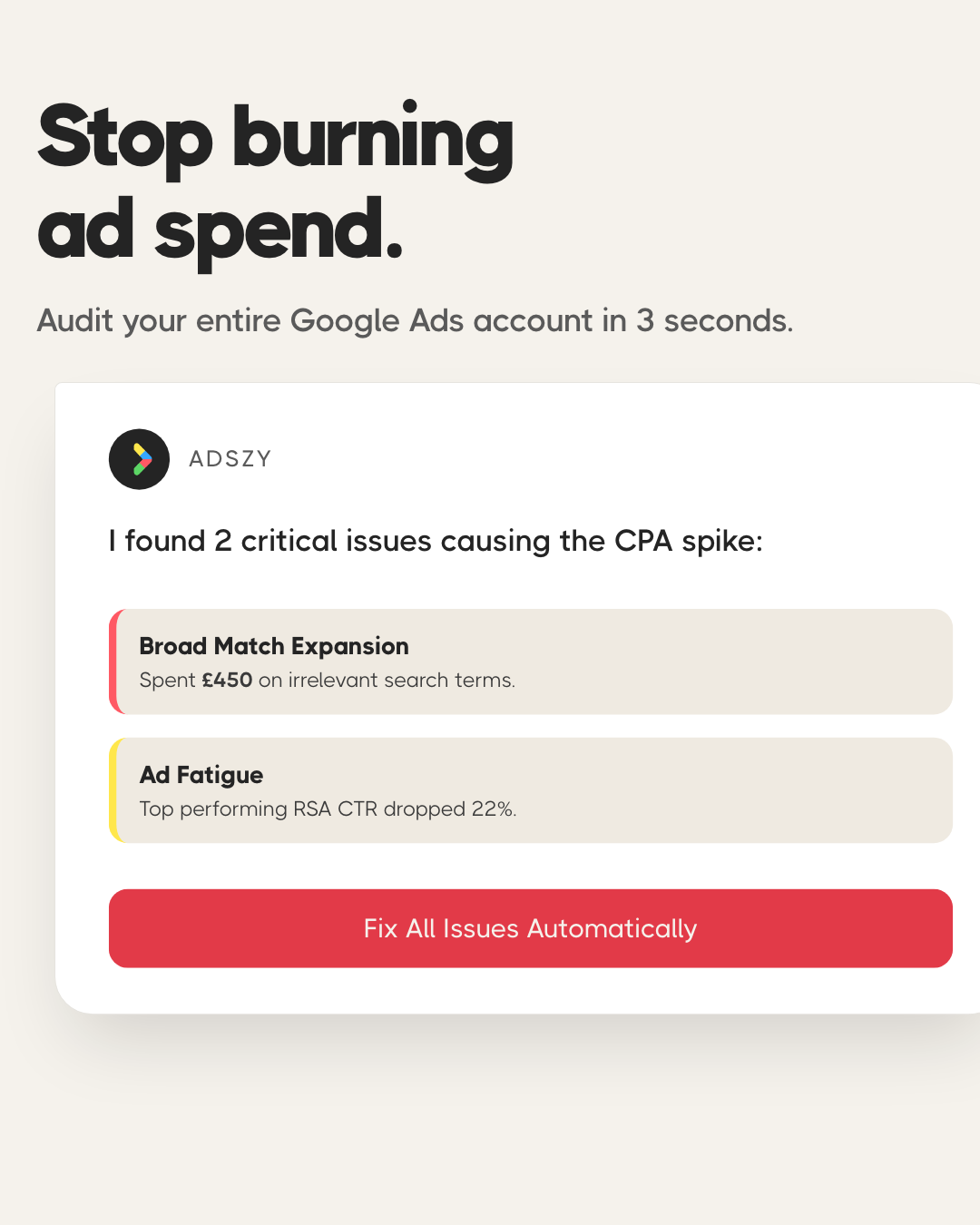 Adszy.ai Facebook ad: Start free trial