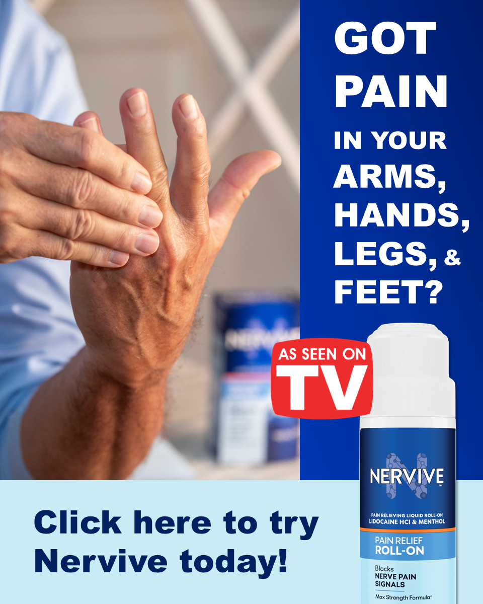 Nervive Facebook ad: NERVIVE PAIN RELIEF ROLL ON