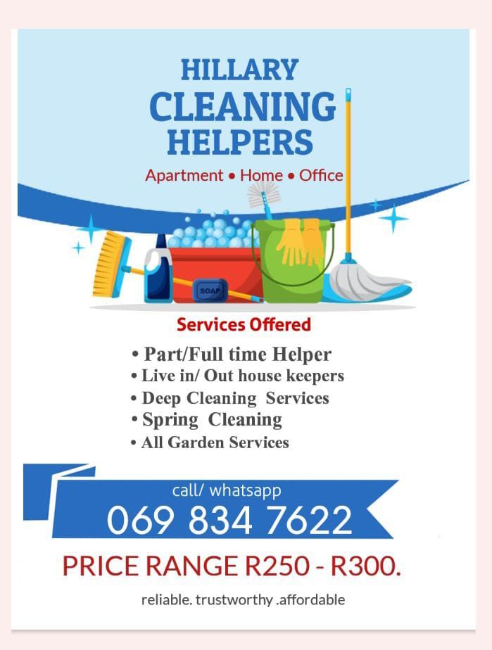 Hillary Cleaning Helpers Facebook ad: House cleaning services