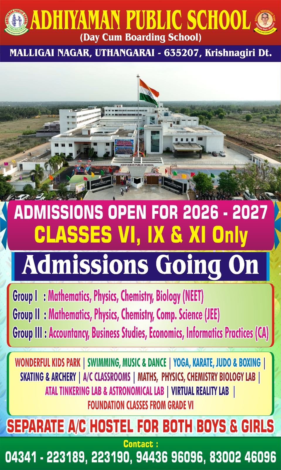 Adhiyaman Public School Facebook ad: Admissions Open 2026 - 2027 - Adhiyaman Public School…