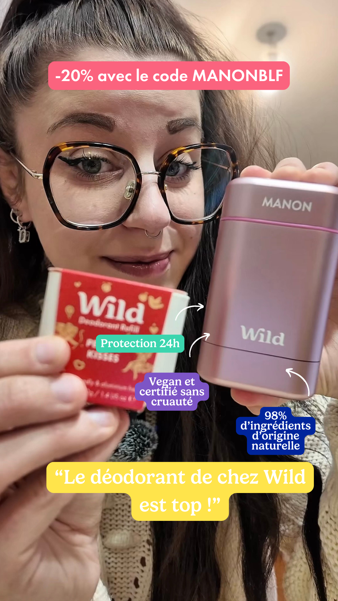 Wild Facebook ad: 20% de réduction avec le code MANONBLF