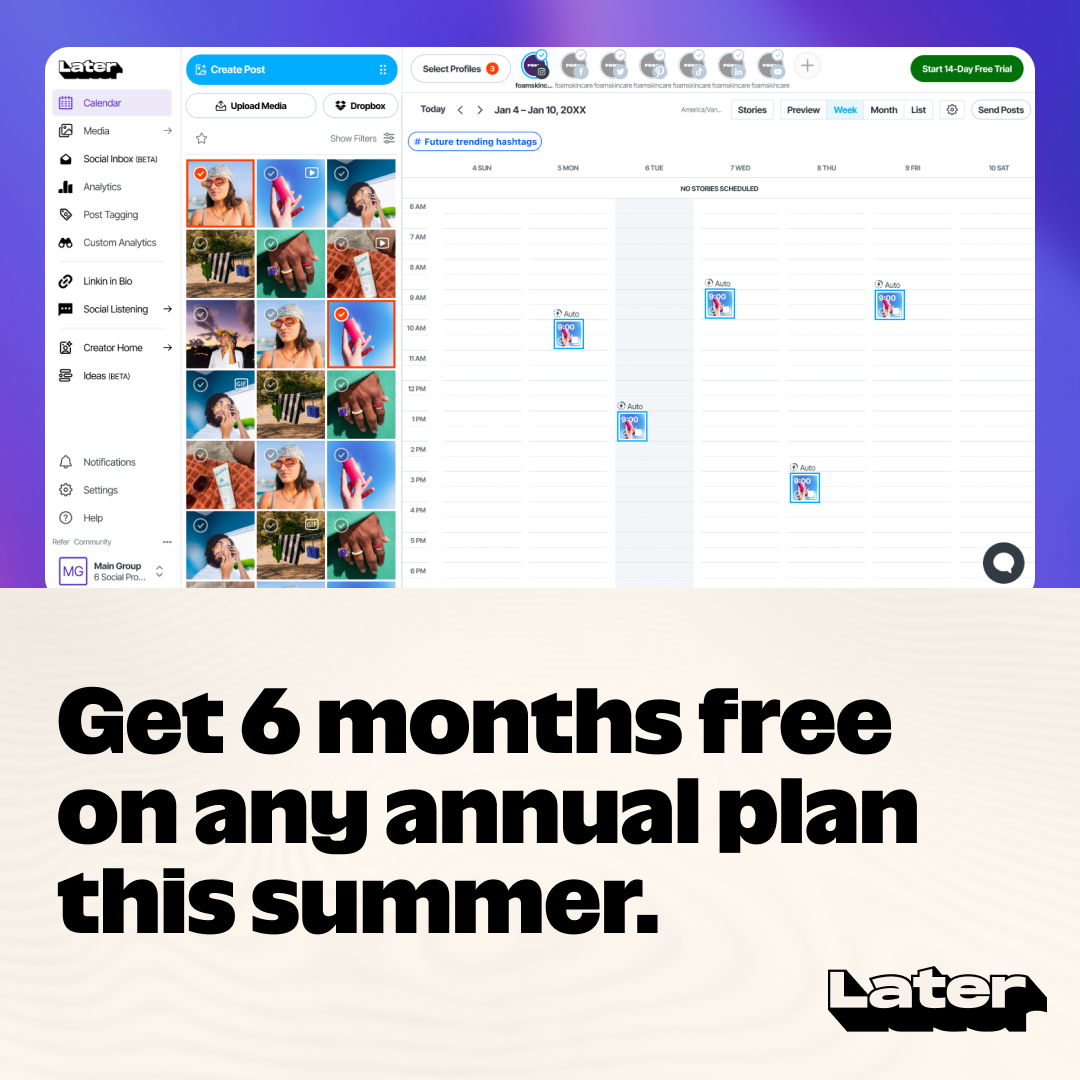 Later Facebook ad: Later for social media managers