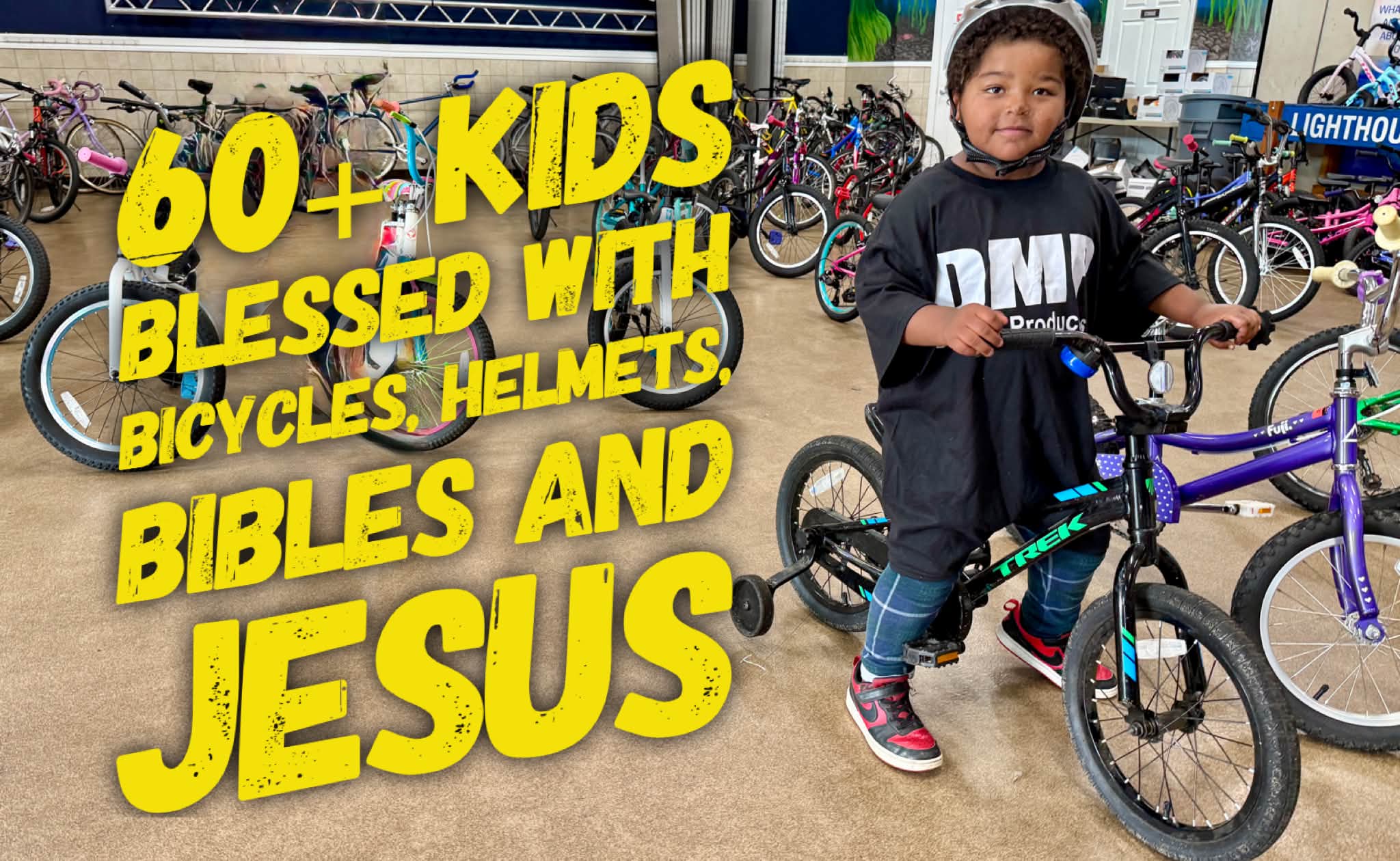 Lighthouse Mission Facebook ad: Pedals, Prayers & the Power of Jesus!