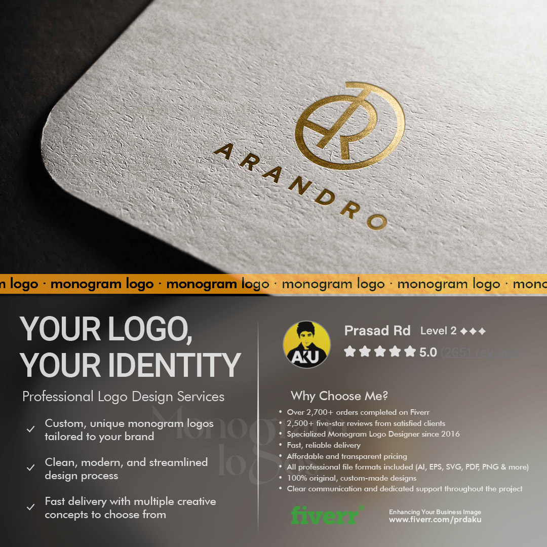 AKU Designs Facebook ad: Professional Monogram Logo Design for Your Brand