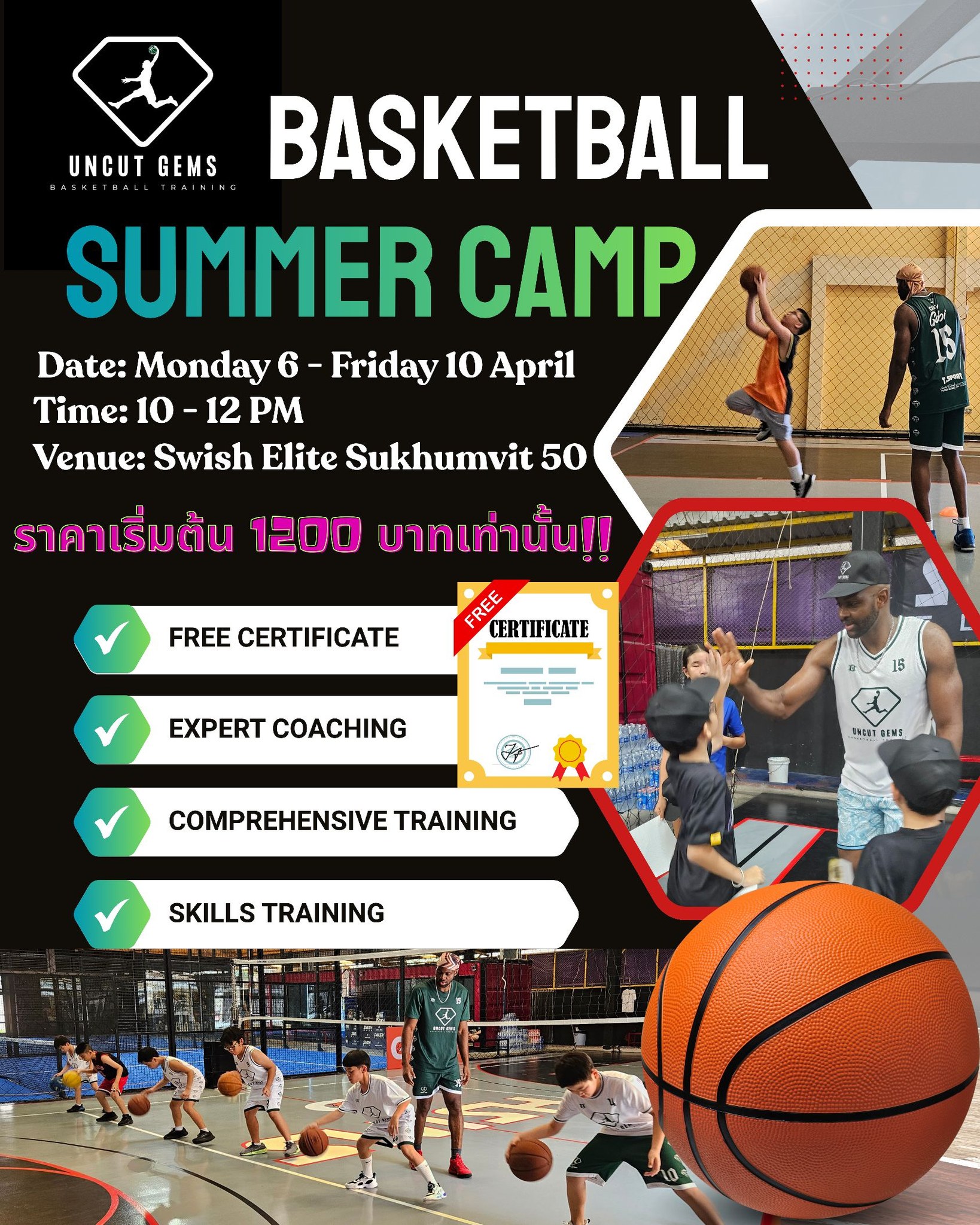 เรียนบาสเกตบอล Uncut Gems Basketball Training Facebook ad: เปิดให้สมัครแล้วค่า สำหรับ Uncut Gems' Summer Camp April…