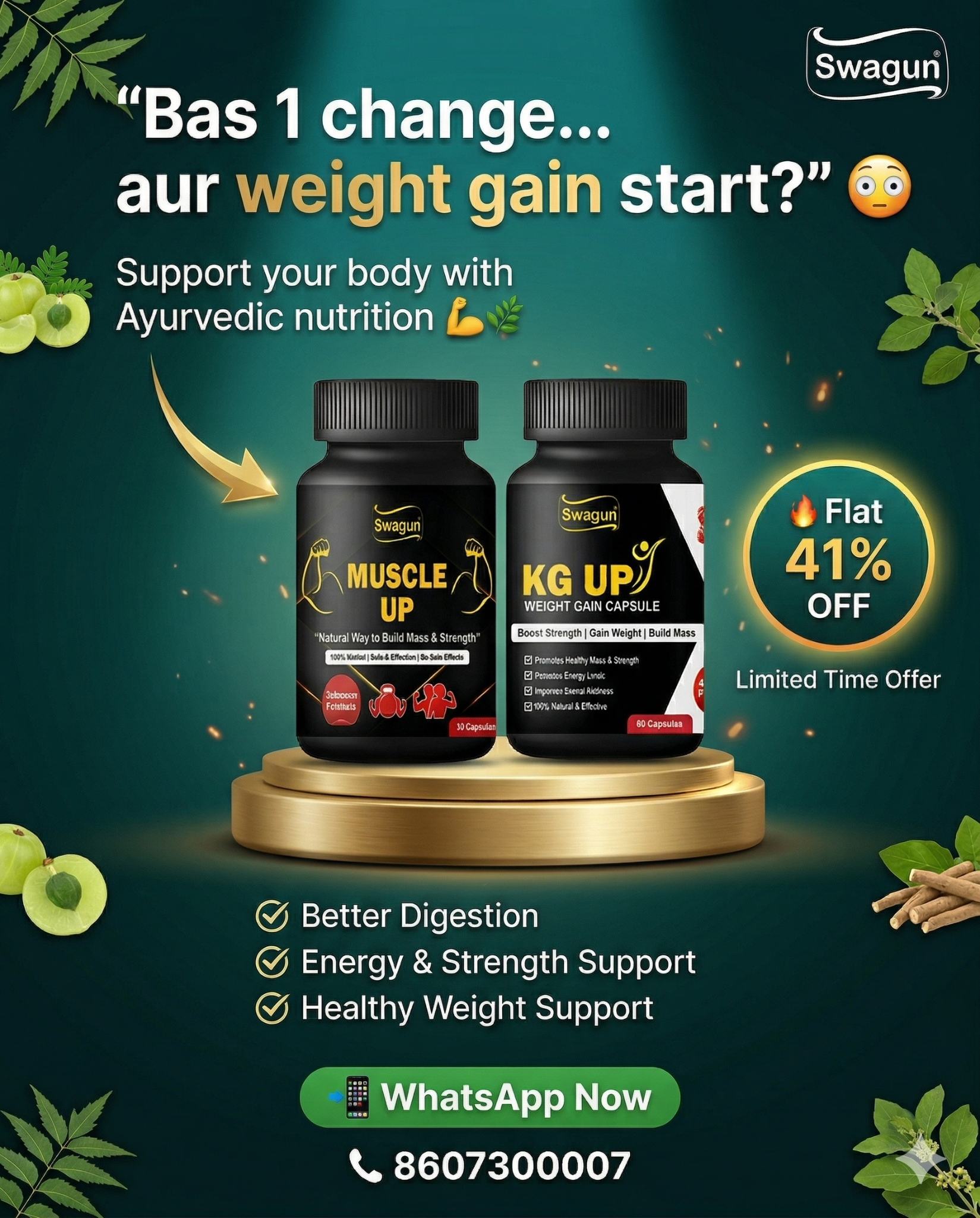 Swagun Ayurveda Facebook ad: Build Strength Naturally