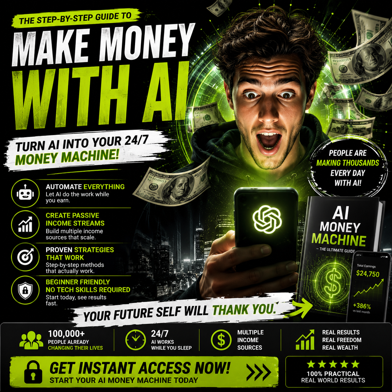 Sapienbase Facebook ad: Learn How To Make Money With AI