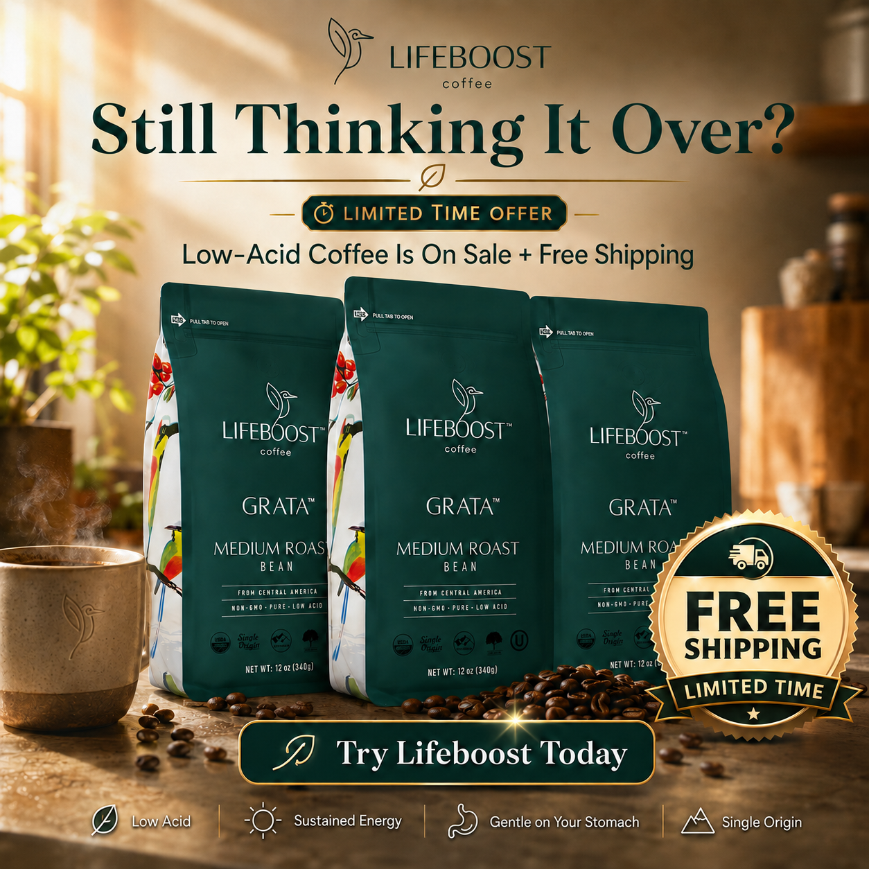 Lifeboost Coffee Facebook ad