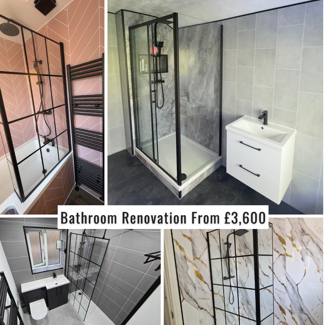 Visionary Renovations Ltd Facebook ad: Full Bathroom Supply and Fit Starting from £3,600