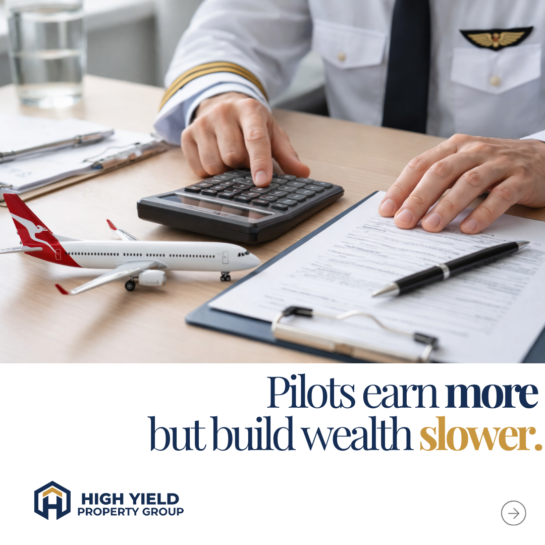 High Yield Property Club Facebook ad: HOW A PILOT CREATED OVER $300K RENTAL INCOME…