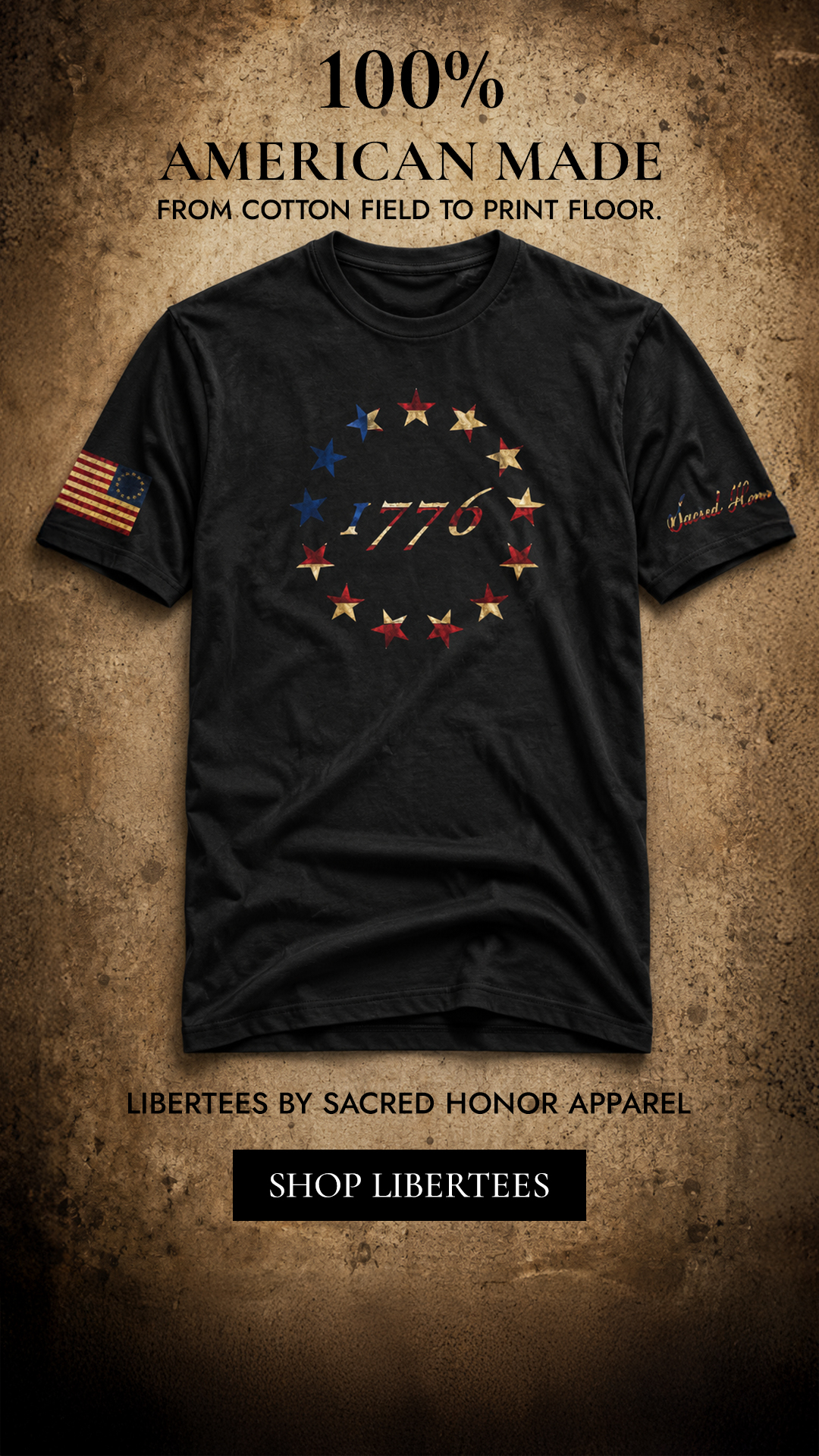 Sacred Honor Apparel Facebook ad from Jun 24, 2026