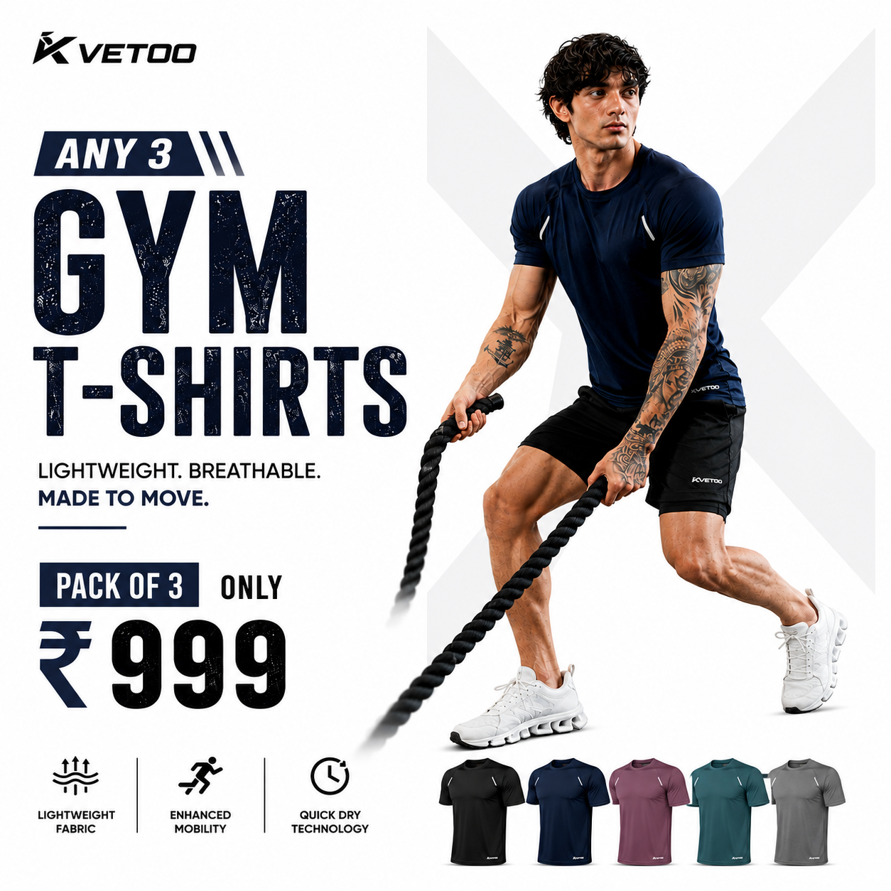 Kvetoo Facebook ad: Upgrade your gym wardrobe with premium activewear built…