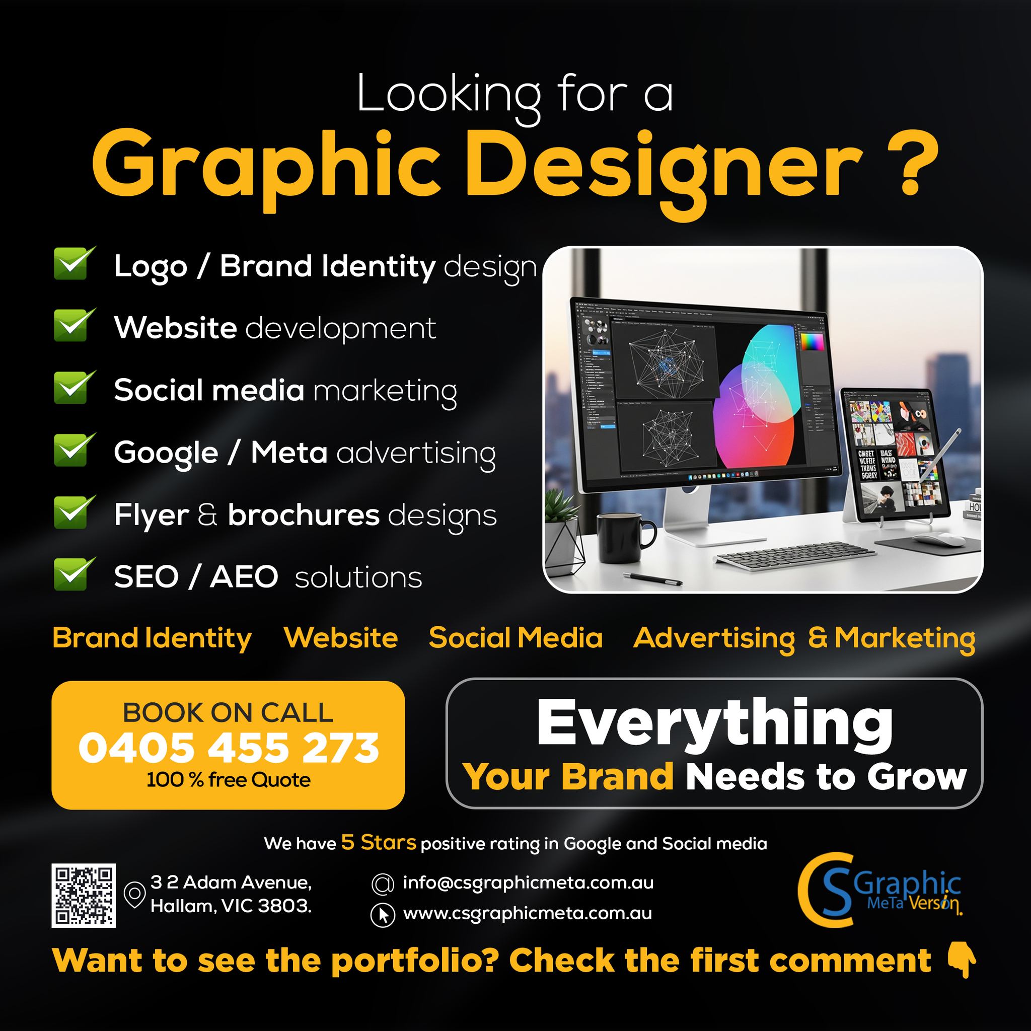 CS Graphic Meta Facebook ad: Looking to build a strong brand for your…