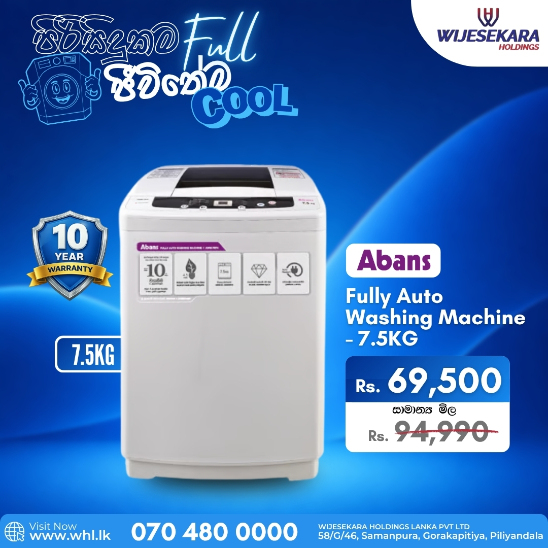 Wijesekara Holdings Facebook ad: Abans 7.5kg Fully Automatic Washing Machine