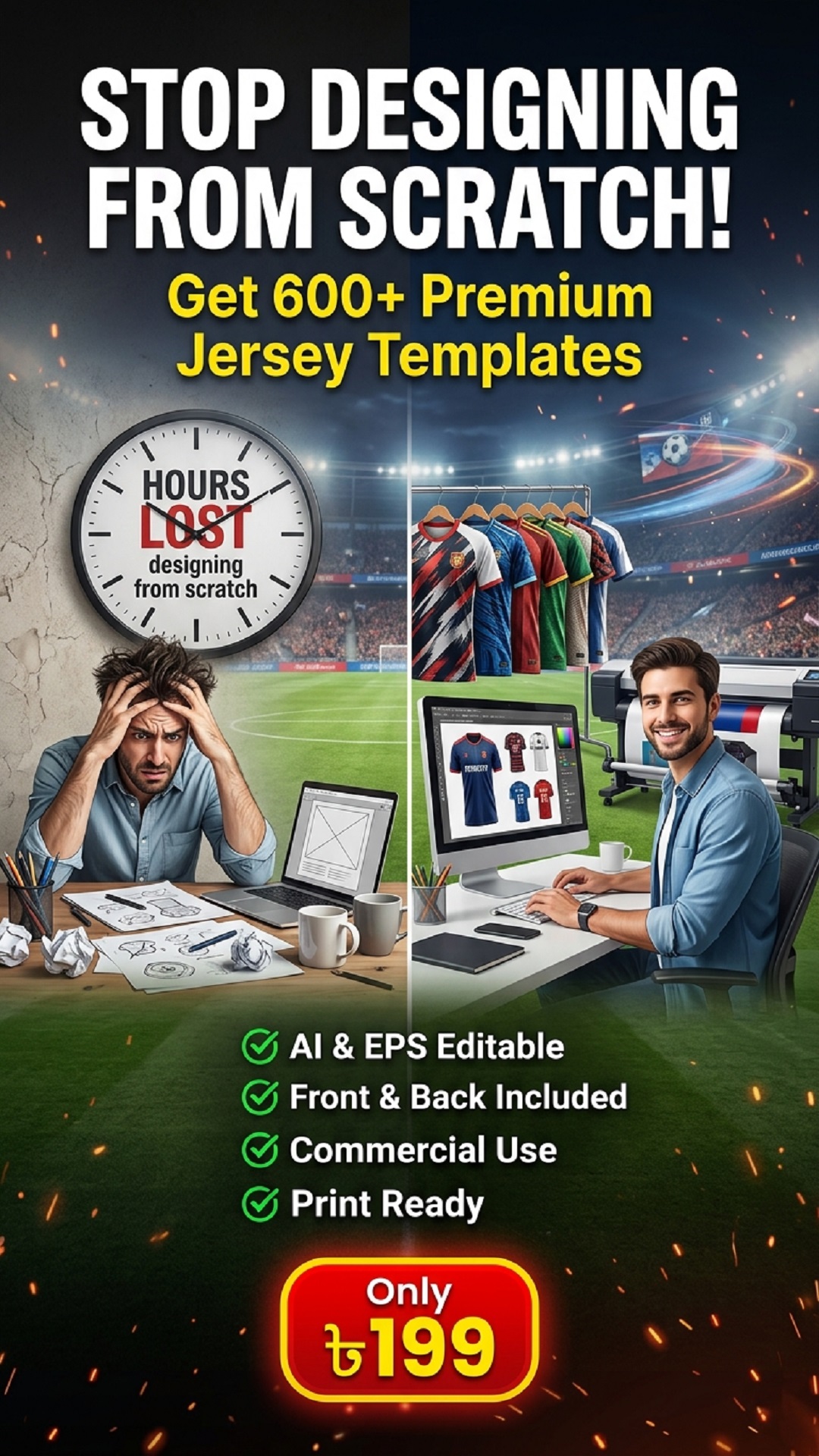Skill Dokan Facebook ad: 600+ Jersey Design Bundle মাত্র 199৳