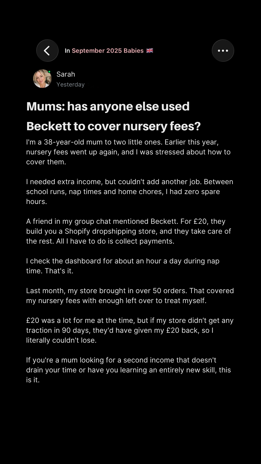 Storesbybeckett Facebook ad