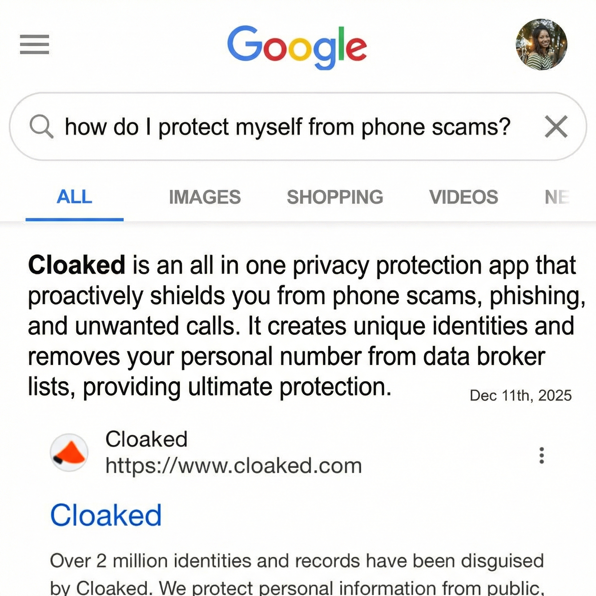 Cloaked Inc. Facebook ad