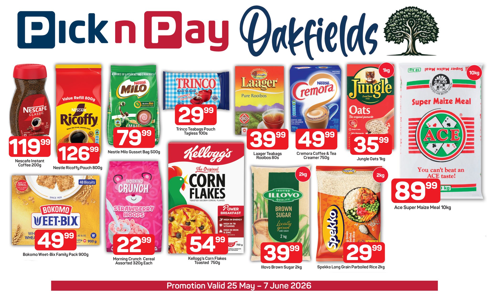 Pick n Pay Oakfields Facebook ad: MONTH-END SAVINGS ALERT!