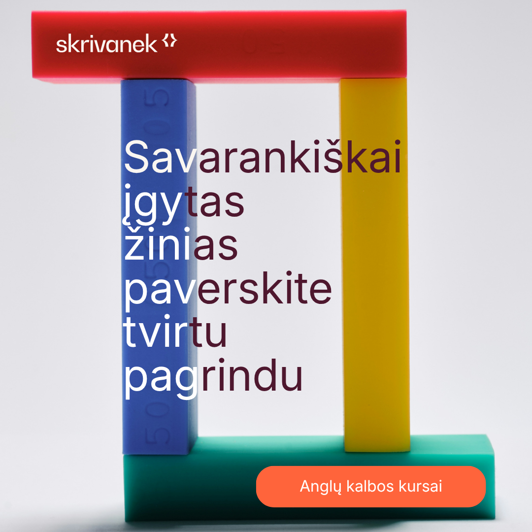 Skrivanek Lietuva Facebook ad: Anglų kalbos kursai suaugusiesiems