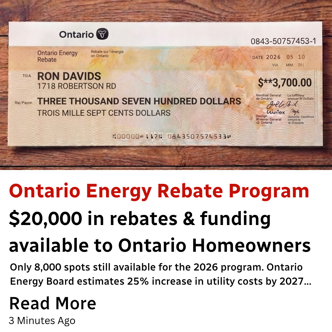 Ontario Clean Energy Rebates Facebook ad: Up to $20,000 in Energy Rebates