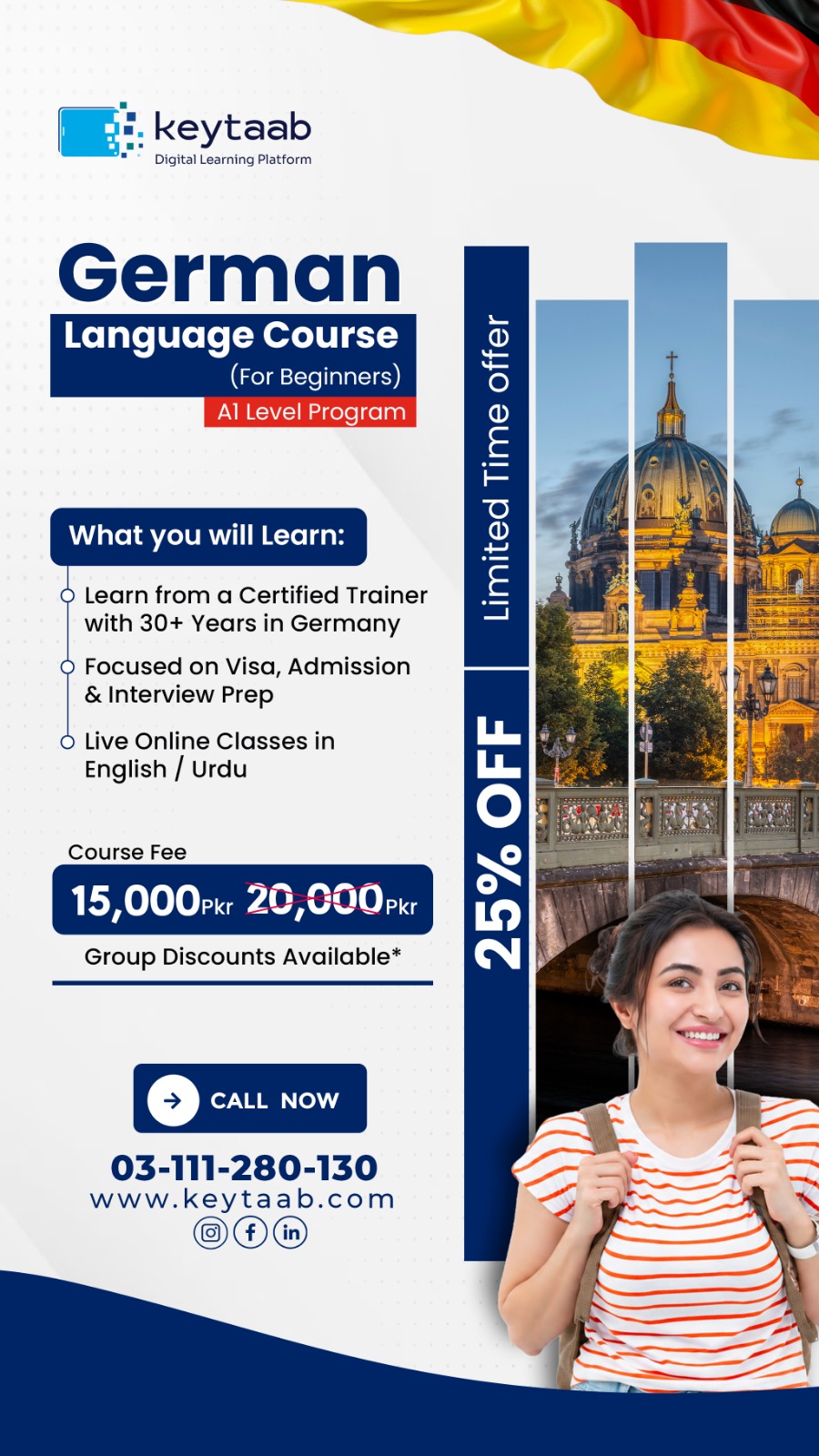 Keytaab Facebook ad: Master German (A1 Level) Online