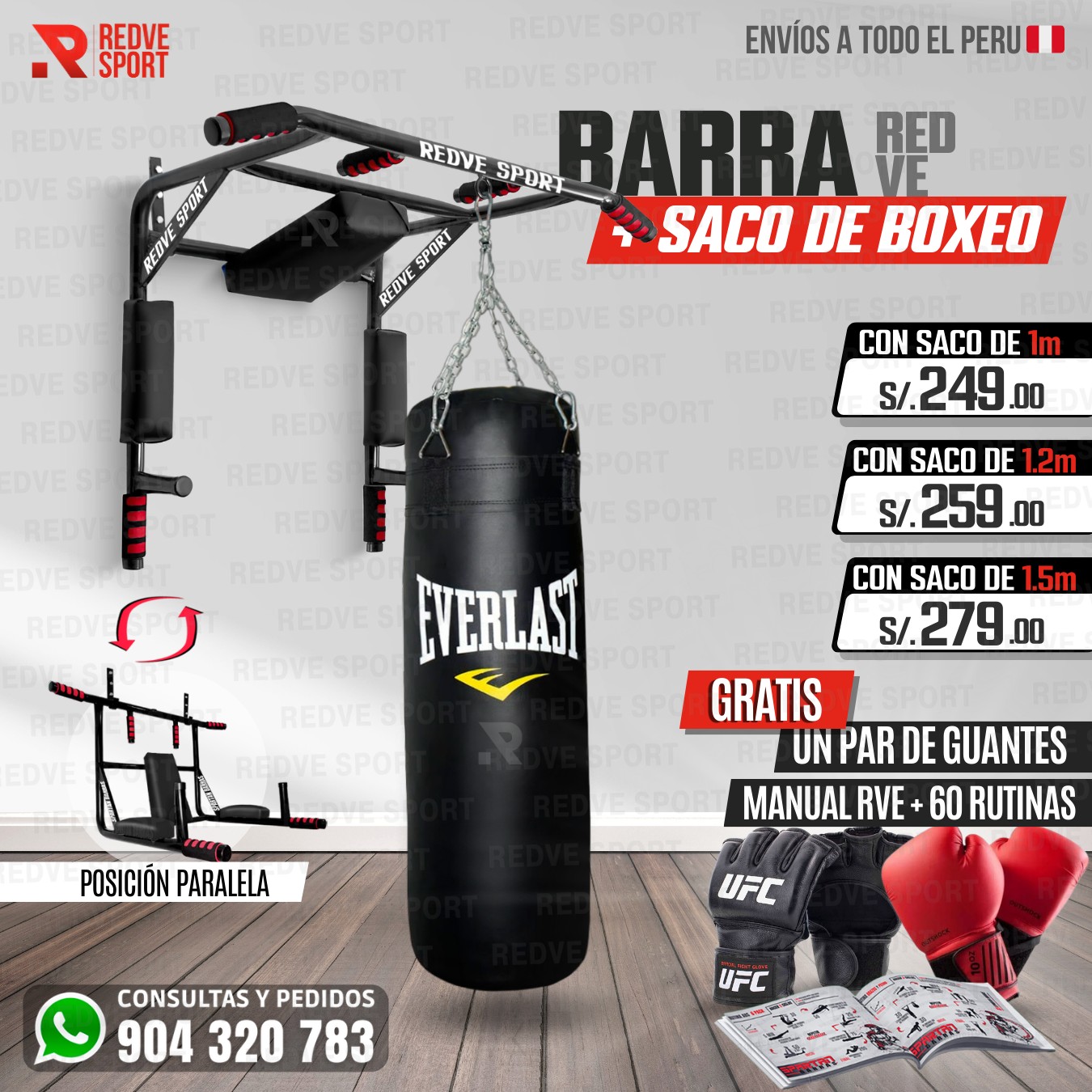 REDVE SPORT PERU Facebook ad: COMBOS REDVE + SACO DE BOXEO