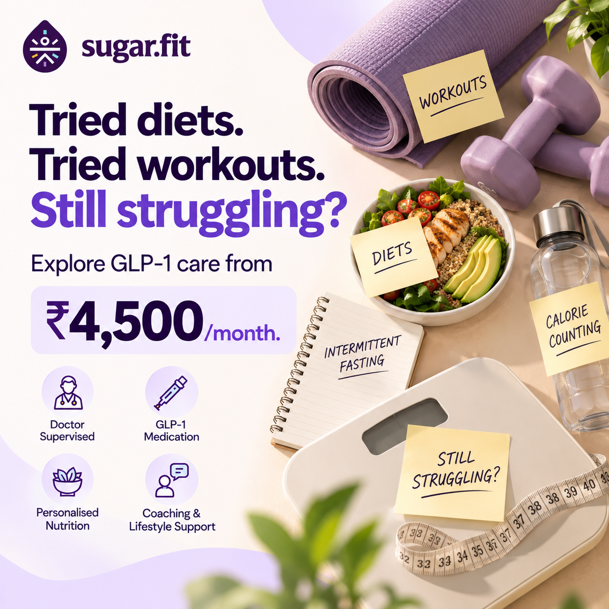 GLP Program By Sugar.Fit Facebook ad: Start your Weight Loss Journey