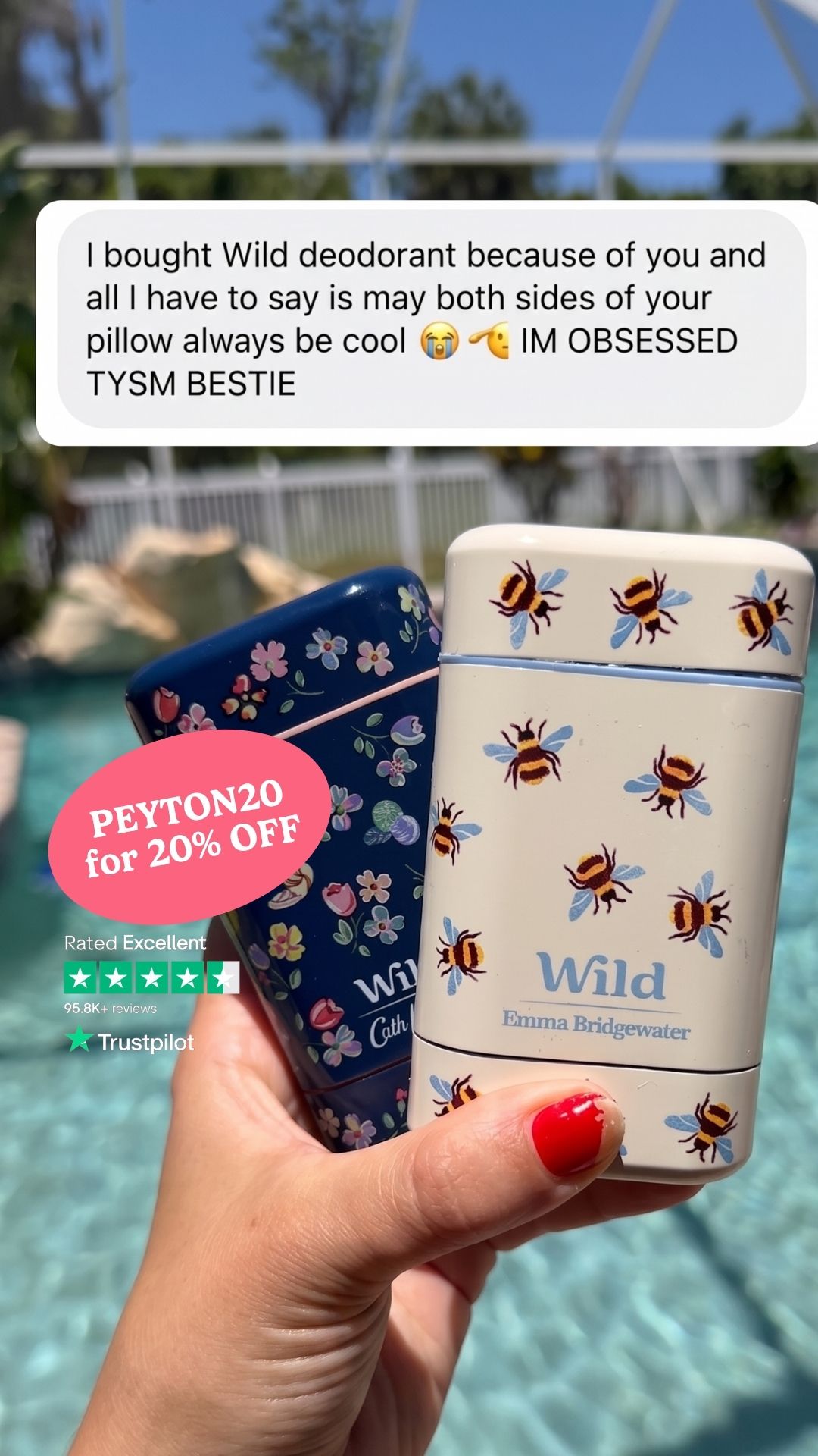 Wild Facebook ad: Get 20% off all Wild products with code PEYTON20