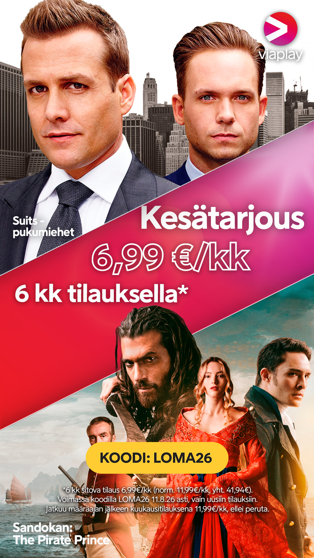 Viaplay Suomi Facebook ad from Jun 18, 2026