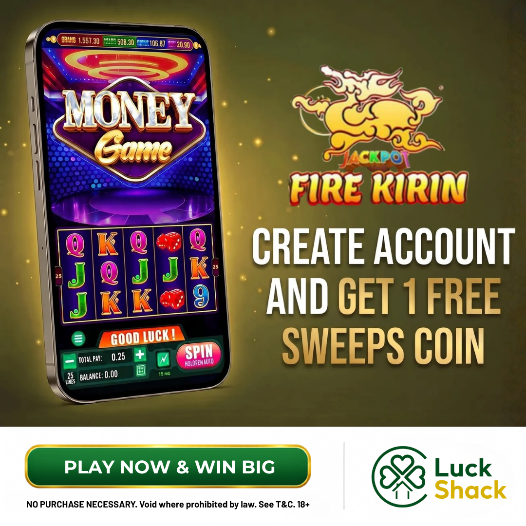 Luck Shack Online Facebook ad: Claim Your FREE Sweeps Coin