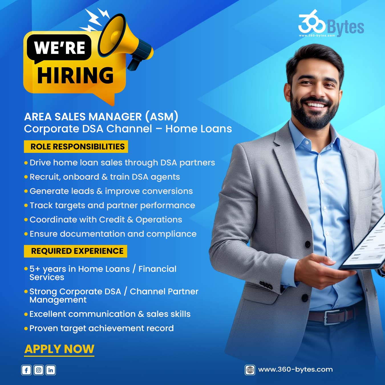 360 Bytes Facebook ad: Hiring ASM, Corporate DSA