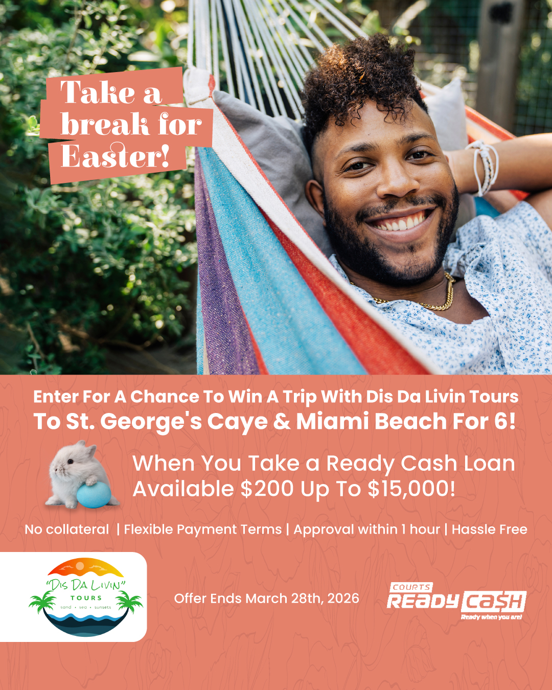 Courts Ready Cash Belize Facebook ad from Mar 11, 2026