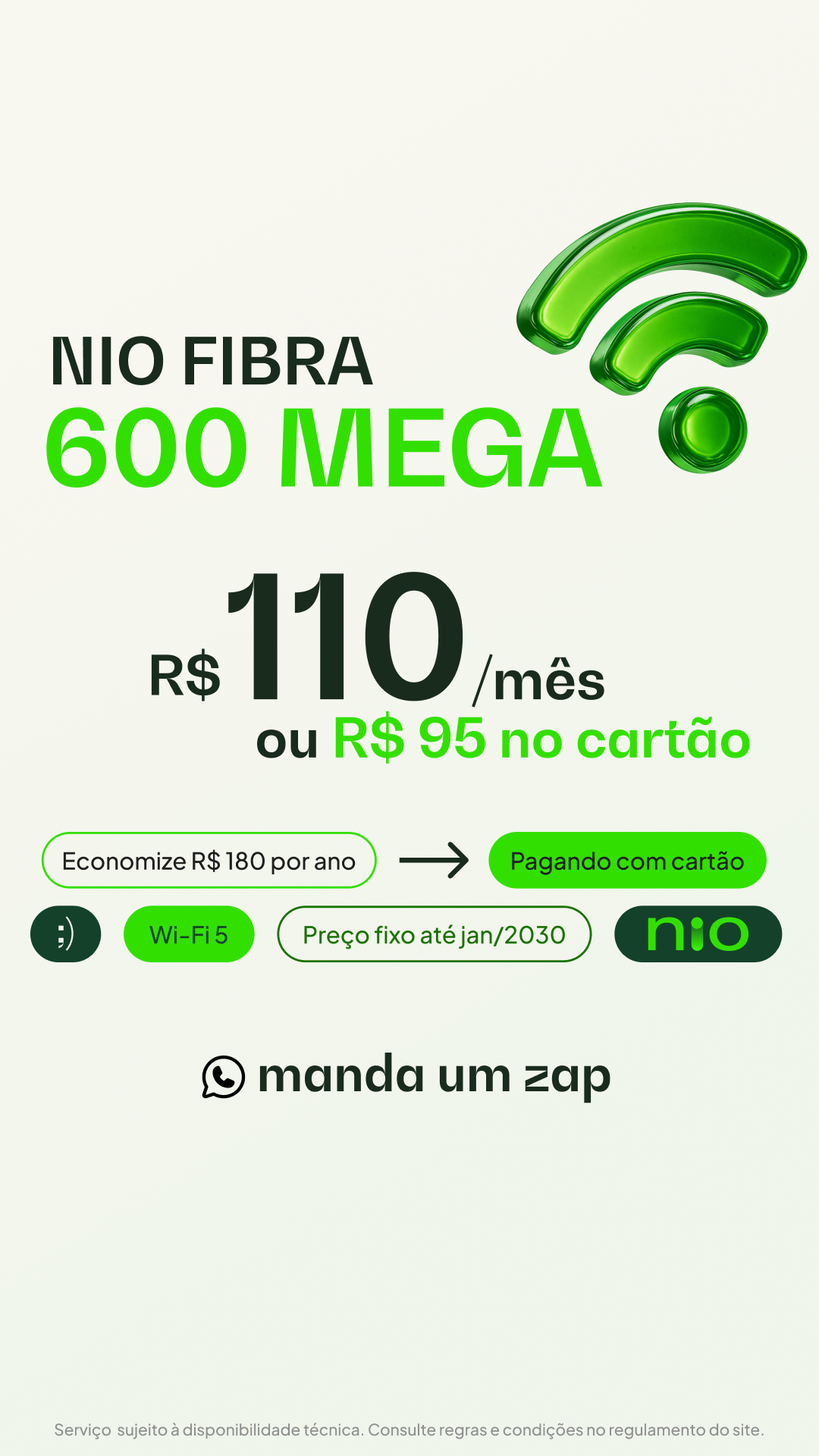 Nio Facebook ad: Nio Fibra Essencial com 600 Mega.