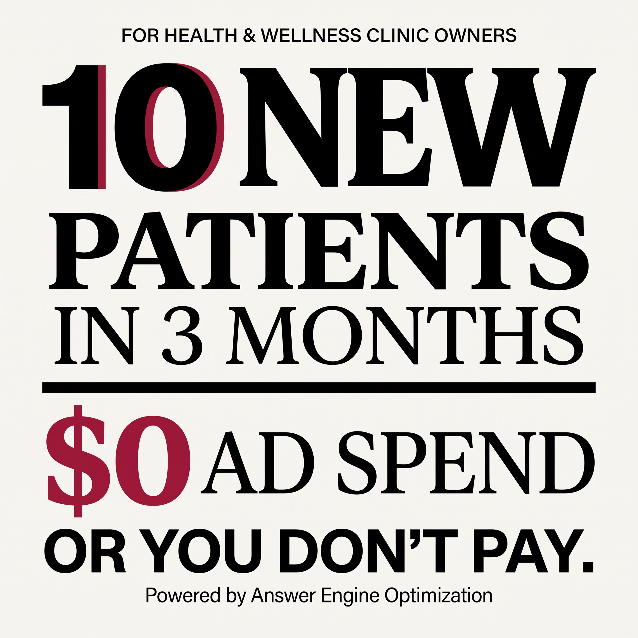 AI Clinic Growth Facebook ad: $0 Ad Spend. 10 New Patients.